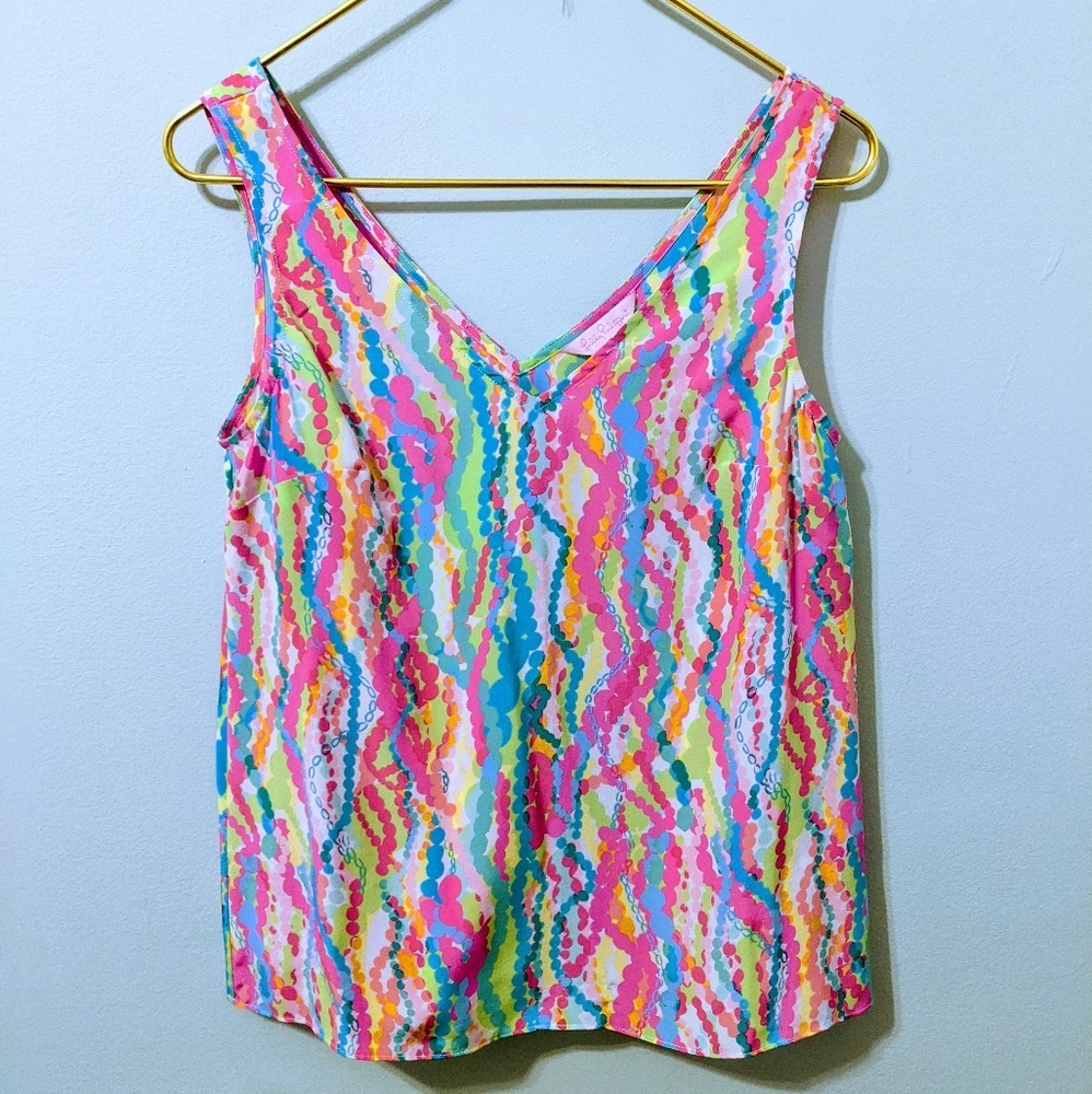 Lilly Pulitzer Cipriani 100% Silk V-Neck Top